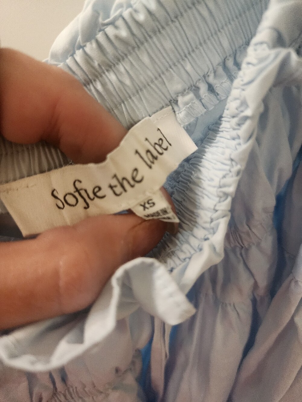 Sofie The Label Sky Blue Eyelet Smocked Maxi Skirt Paperbag Waist XS - Picture 2 of 3